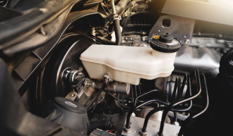 brake fluid reservoir of brake system in the car