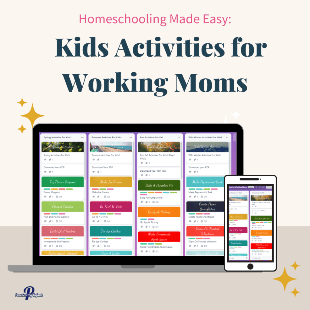 Mock up for kids activities trello board